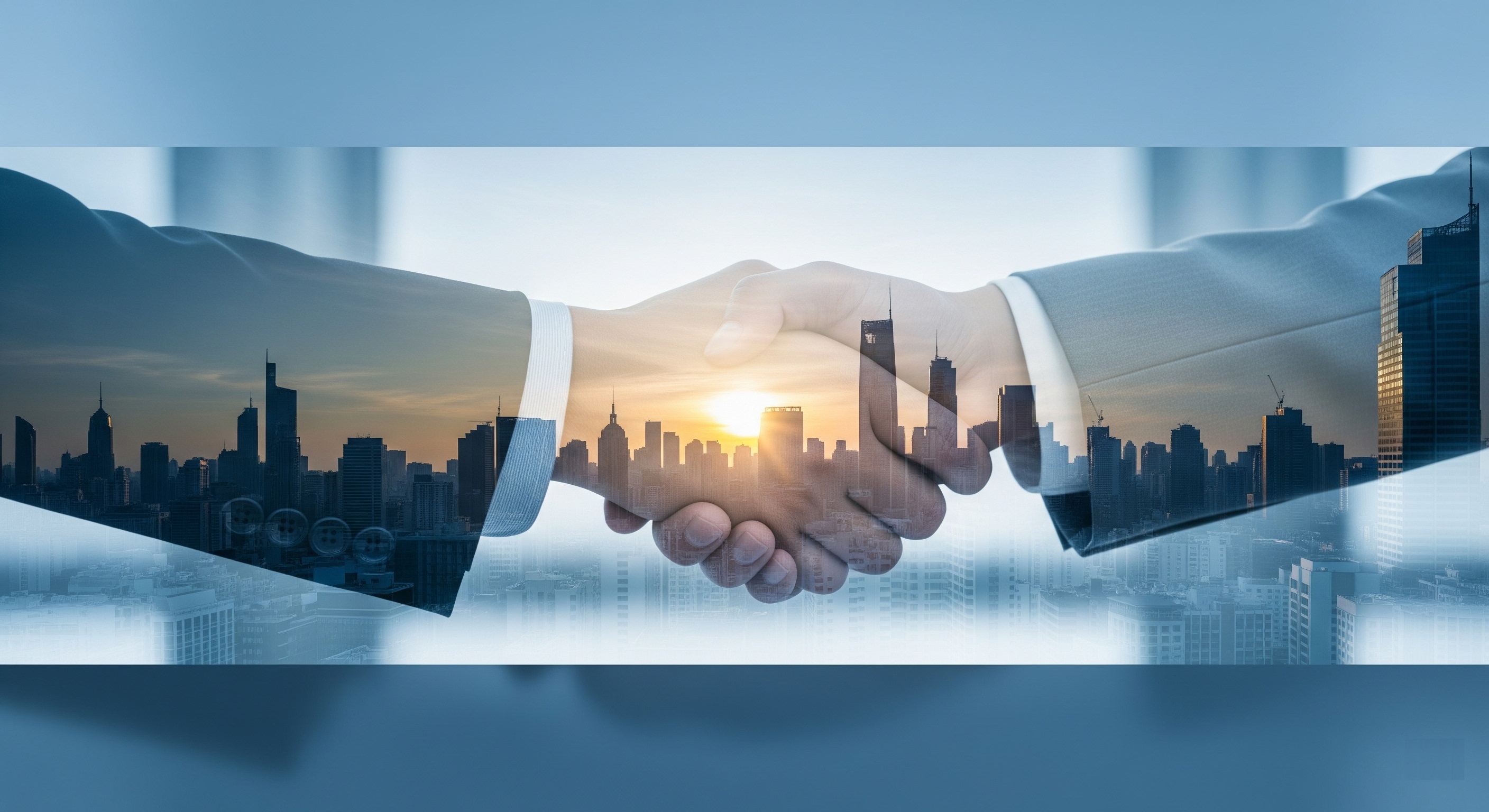 Business handshake cityscape banner